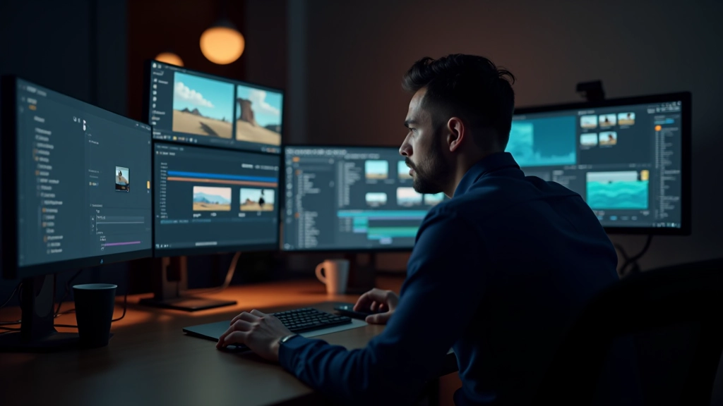 Designer professionista che lavora su timeline di animazione per transizioni motion graphics