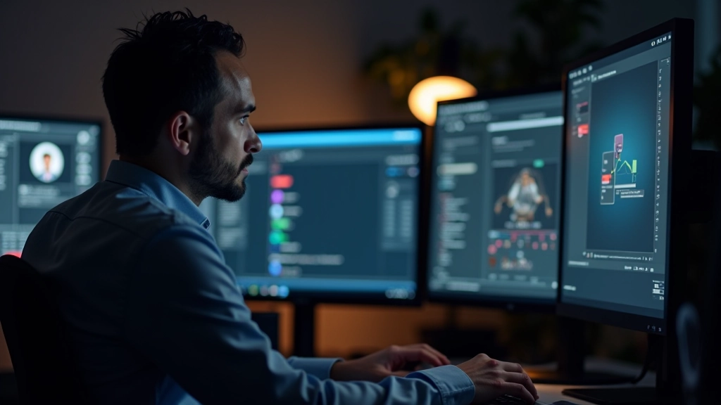 Designer professionista che lavora su animazioni motion graphics in uno studio creativo moderno